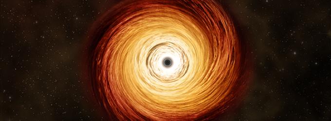 Artist's conception of a black hole growing by accretion